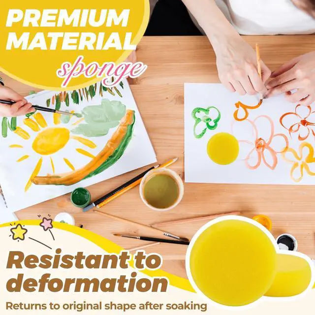 Alt view image 4 of 7 - 6PCS Pottery Sponges,3'' Yellow Round Paint Sponges,Synthetic Artist Sponge,Watercolors Sponge for Painting & Craft Clay & Cleaning Leather Ceramics Wall (6 Pcs)