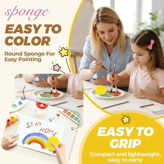 Alt view image 5 of 7 - 6PCS Pottery Sponges,3'' Yellow Round Paint Sponges,Synthetic Artist Sponge,Watercolors Sponge for Painting & Craft Clay & Cleaning Leather Ceramics Wall (6 Pcs)