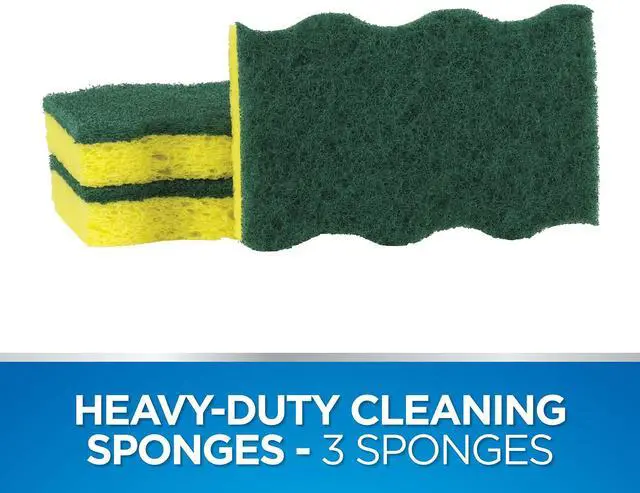 Alt view image 2 of 6 - Heavy Duty Kitchen Dish Sponges, Green/Yellow (Pack of 3)