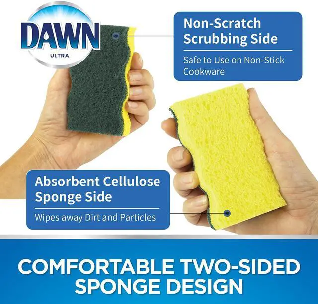 Alt view image 5 of 6 - Heavy Duty Kitchen Dish Sponges, Green/Yellow (Pack of 3)