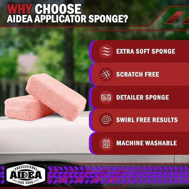 Alt view image 3 of 7 - Microfiber Applicator Pads-8 Pack, Car Wash Sponge, Pink