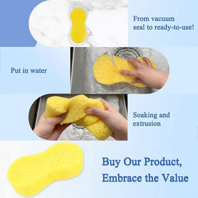 Alt view image 4 of 7 - Car Wash Sponges Colorful Cleaning Sponge Multi-Purpose for Kitchen, Bathroom, Household Cleaning (Yellow)