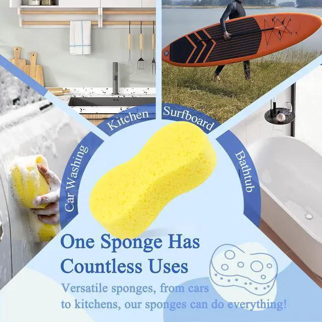 Alt view image 6 of 7 - Car Wash Sponges Colorful Cleaning Sponge Multi-Purpose for Kitchen, Bathroom, Household Cleaning (Yellow)