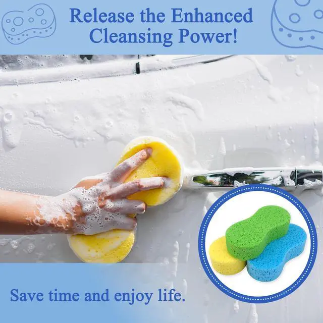 Alt view image 7 of 7 - Car Wash Sponges Colorful Cleaning Sponge Multi-Purpose for Kitchen, Bathroom, Household Cleaning (Yellow)