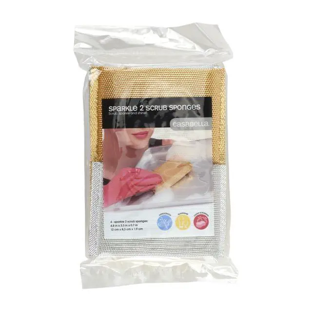 Alt view image 2 of 4 - Sparkle Scrub Sponge Set Absorbent Sponges with Scrubber Exterior Dishwasher-Safe, 4-Pack