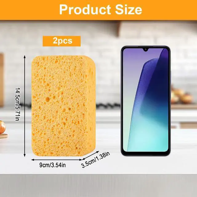 Alt view image 2 of 7 - 2pcs Car Sponges, Super Absorbent Large Cleaning Sponges, Non-Scratch Sponge for Home/Kitchen/Boat Bail & Car Washing (Small 3.94×2.76inch)