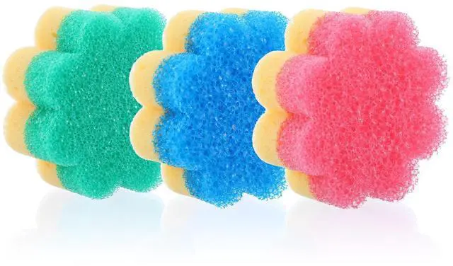 Main image of 3pcs Flower Sponges, Dual-Sided Temperature Scrubbies for Dishes