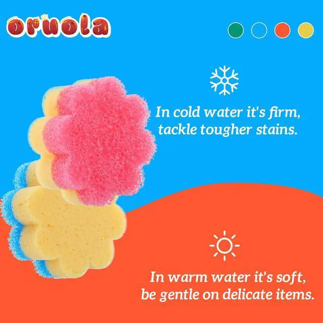 Alt view image 3 of 7 - 3pcs Flower Sponges, Dual-Sided Temperature Scrubbies for Dishes