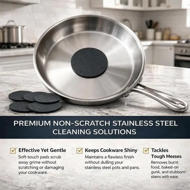 Alt view image 3 of 7 - 3PCS Steeli Sponge for Stainless Steel Cookware Heavy Duty Steel Sponge for Burnt-On Stain Removal, Mirror Shine Restorer, No Scratch Kitchen Cleaning Pad, for Pans & Surfaces