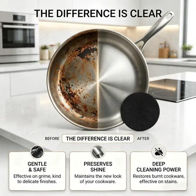 Alt view image 4 of 7 - 3PCS Steeli Sponge for Stainless Steel Cookware Heavy Duty Steel Sponge for Burnt-On Stain Removal, Mirror Shine Restorer, No Scratch Kitchen Cleaning Pad, for Pans & Surfaces