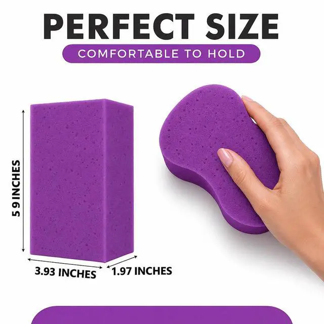 Alt view image 2 of 7 - for Cleaning - Purple 2 Pack, Large Sponges for Car Washing, Tile & Grout, All Purpose Cleaning