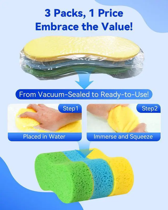 Alt view image 3 of 7 - Car Wash Sponges, Large Multi-Purpose Foam Cleaning Sponges, 3-Pack