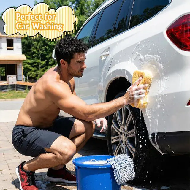 Alt view image 6 of 7 - Car Cleaning Sponge, Sponges for Household Use, Super Absorbent Non-Scratch Sponge for Cleaning Home/Kitchen/Boat Bail & Car Washing (5.71x3.54x1.38 Inch)