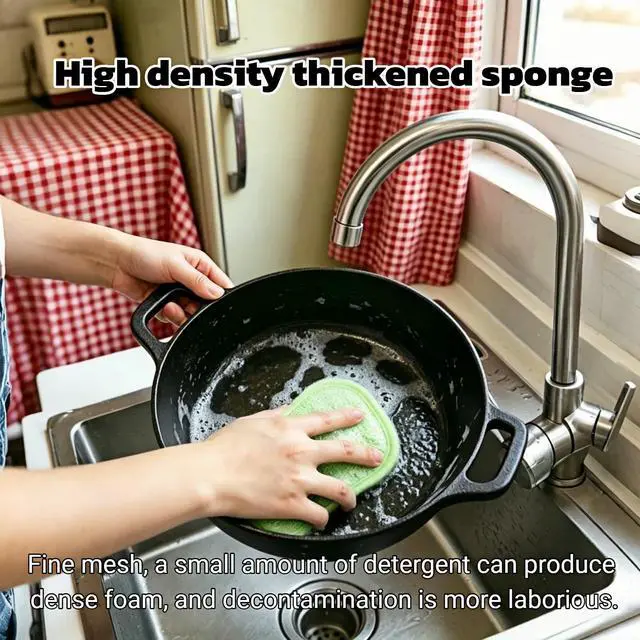 Alt view image 2 of 7 - Multipurpose Kitchen Scrub Sponges, Heavy Duty Cleaning Non-Scratch Scrub Sponge, Double-Sided Reusable Microfiber Sponge with Hanging Rope for Household Cleaning, Dishes, Pots (5 Colors)