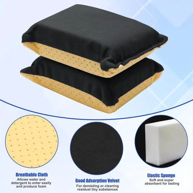 Alt view image 3 of 7 - 2PCS Window Defogger Sponge, Absorbent Window Glass Defogger Car Windshield Cleaner for Auto Cleaning (Yellow+Black)