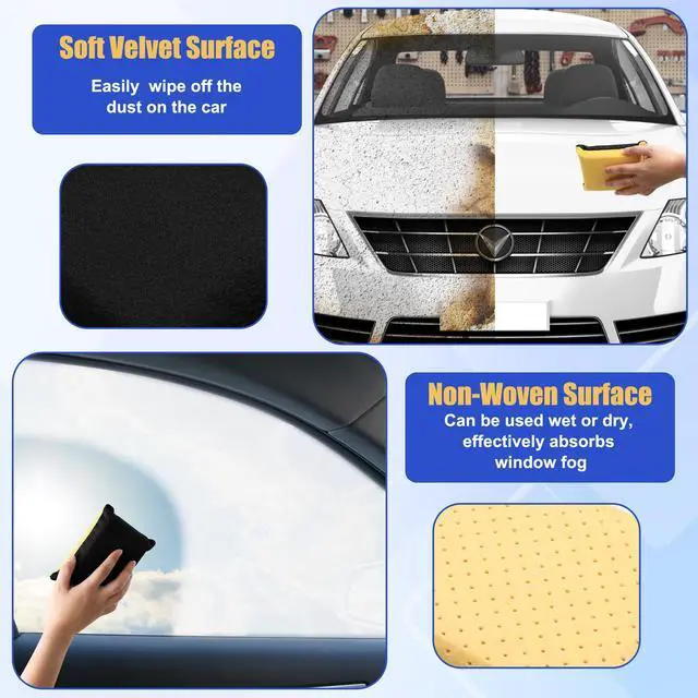 Alt view image 4 of 7 - 2PCS Window Defogger Sponge, Absorbent Window Glass Defogger Car Windshield Cleaner for Auto Cleaning (Yellow+Black)