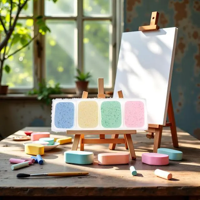 Alt view image 5 of 7 - 1pc Random Color Watercolor Painting Water-Absorbing Sponge Moisturizing Sponge Water Chalk Art Supplies Cleaning Tools