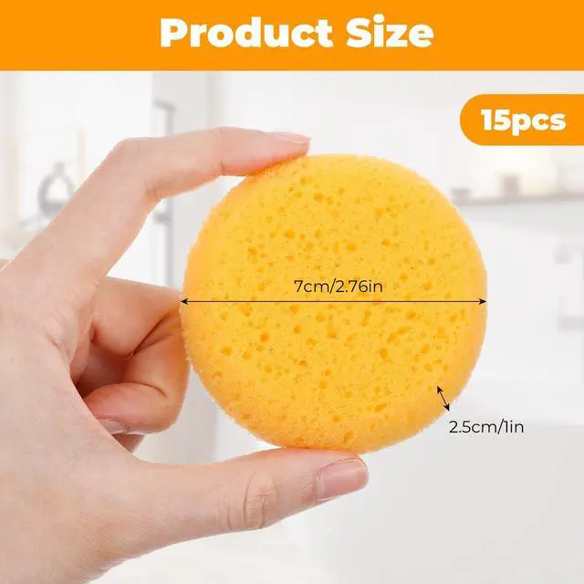 Alt view image 3 of 7 - 15 Pcs Pottery Sponges 2.7inch, Round Tack Sponges, Clay Sponge for Cleaning, Paint Sponge for Acrylic Painting, Pottery Tools for Kitchen Shoes Leather Care