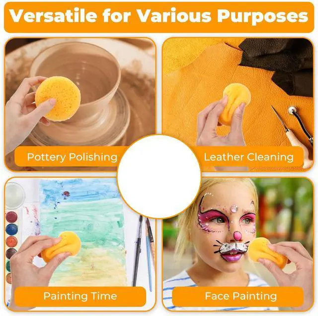Alt view image 2 of 7 - 15 Pcs Pottery Sponges 2.7inch, Round Tack Sponges, Clay Sponge for Cleaning, Paint Sponge for Acrylic Painting, Pottery Tools for Kitchen Shoes Leather Care