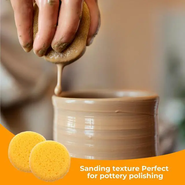Alt view image 5 of 7 - 15 Pcs Pottery Sponges 2.7inch, Round Tack Sponges, Clay Sponge for Cleaning, Paint Sponge for Acrylic Painting, Pottery Tools for Kitchen Shoes Leather Care