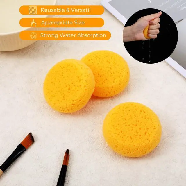 Alt view image 6 of 7 - 15 Pcs Pottery Sponges 2.7inch, Round Tack Sponges, Clay Sponge for Cleaning, Paint Sponge for Acrylic Painting, Pottery Tools for Kitchen Shoes Leather Care