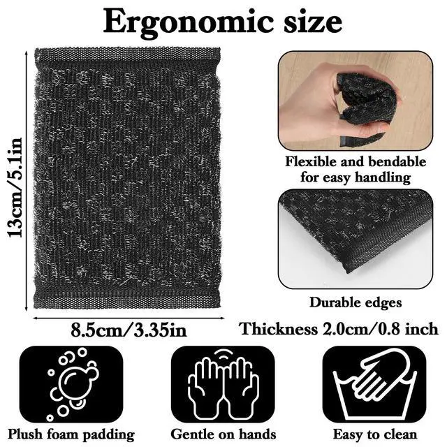 Alt view image 2 of 7 - 6 Pcs Steel Wool Scrubbing Sponges, Non Scratch Scrubbers Kitchen Sponges, Heavy Duty Reusable Multipurpose Cleaning Sponge for Washing Dishes, Pots, Pans, Household Cleaning
