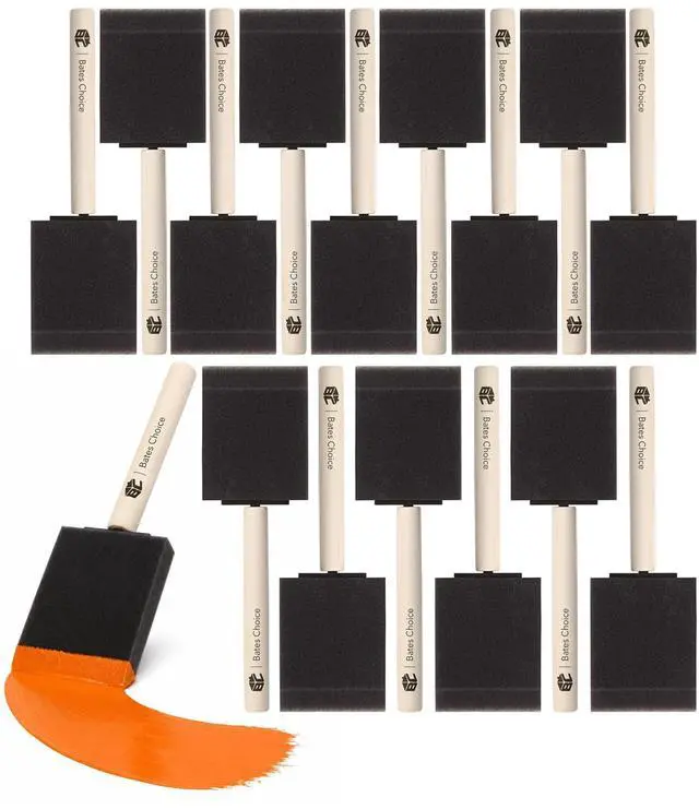 Main image of Foam Paint Brushes, 2 Inch, 16 Pack, Wooden Handle