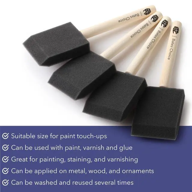 Alt view image 5 of 7 - Foam Paint Brushes, 2 Inch, 16 Pack, Wooden Handle