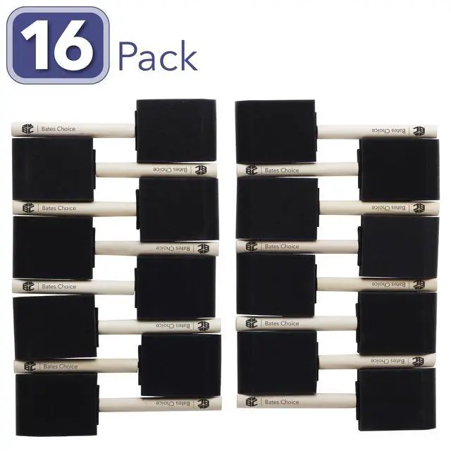 Alt view image 2 of 7 - Foam Paint Brushes, 2 Inch, 16 Pack, Wooden Handle