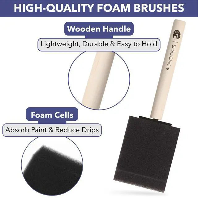Alt view image 4 of 7 - Foam Paint Brushes, 2 Inch, 16 Pack, Wooden Handle