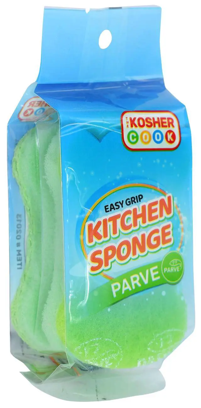 Alt view image 4 of 4 - Parve Green Dishwashing Sponges, Easy Grip Wavy Absorbent Cleaning Scrub and Scouring Pad, Durable and Soft, Color Coded Home and Kitchen Accessories