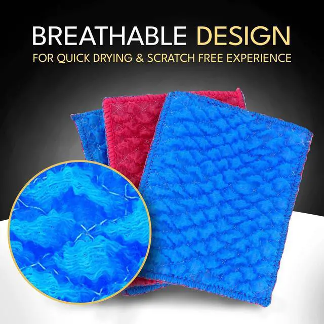 Alt view image 3 of 7 - Durable Quilted Dish Cloth for Washing Dishes - Reusable Scouring Pad- Sponge Alternative for Non-Scratch Cleaning Sink Scrubber - for Dishes, Tiles, Floor and Other Surfaces - Pack of 1