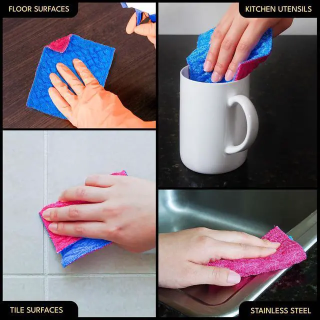 Alt view image 4 of 7 - Durable Quilted Dish Cloth for Washing Dishes - Reusable Scouring Pad- Sponge Alternative for Non-Scratch Cleaning Sink Scrubber - for Dishes, Tiles, Floor and Other Surfaces - Pack of 1