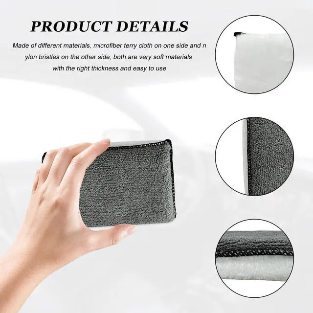 Alt view image 3 of 6 - 2 PCS Car Interior Scrubbing Sponges, 5.7"×3.9" Microfiber Cleaning Scrub Pad with Two Sides, Soft Detailing Sponge Interior Scrubbing Applicator for Cars Trucks SUVs