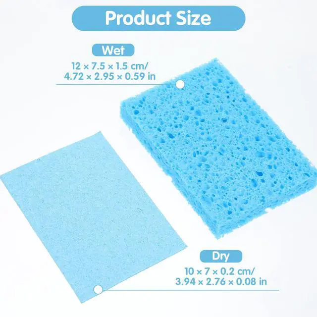 Alt view image 7 of 7 - 8PCS Cellulose Sponges, Colorful Non Scratch Sponges for Cleaning Dishes, Household Scrubbing Sponge Bulk, Compressed Natural Sponge for Kitchen Bathroom Sink(4 Colors)