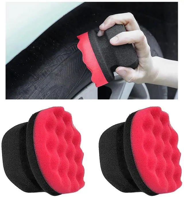 Main image of 2PCS Large Tire Shine Applicator, Reusable Car Detailing Foam Hex Grip Dressing Pad, Durable Polishing Sponge Tool for Applying Tire Shine,Universal Cleaning Supplies for Wheel Care (Red)