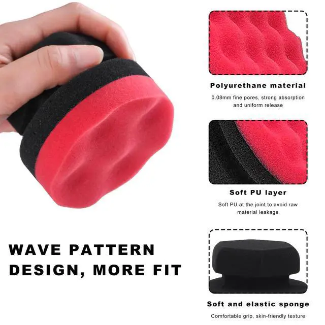 Alt view image 3 of 6 - 2PCS Large Tire Shine Applicator, Reusable Car Detailing Foam Hex Grip Dressing Pad, Durable Polishing Sponge Tool for Applying Tire Shine,Universal Cleaning Supplies for Wheel Care (Red)