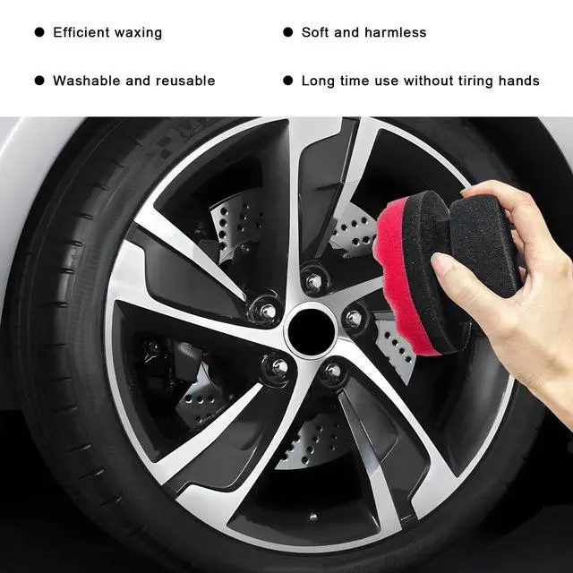 Alt view image 6 of 6 - 2PCS Large Tire Shine Applicator, Reusable Car Detailing Foam Hex Grip Dressing Pad, Durable Polishing Sponge Tool for Applying Tire Shine,Universal Cleaning Supplies for Wheel Care (Red)
