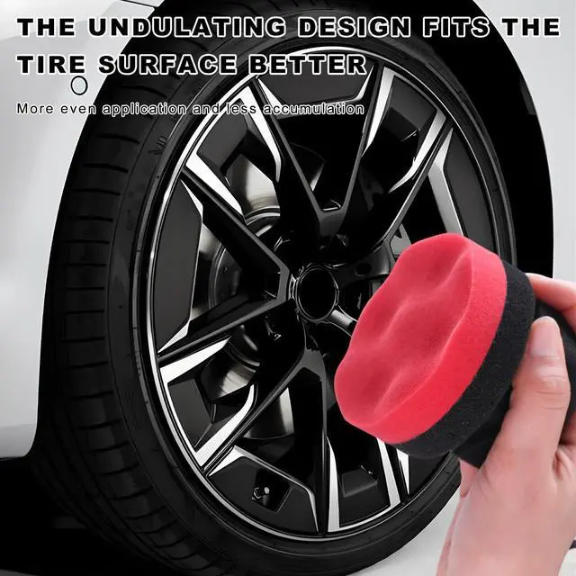 Alt view image 5 of 6 - 2PCS Large Tire Shine Applicator, Reusable Car Detailing Foam Hex Grip Dressing Pad, Durable Polishing Sponge Tool for Applying Tire Shine,Universal Cleaning Supplies for Wheel Care (Red)