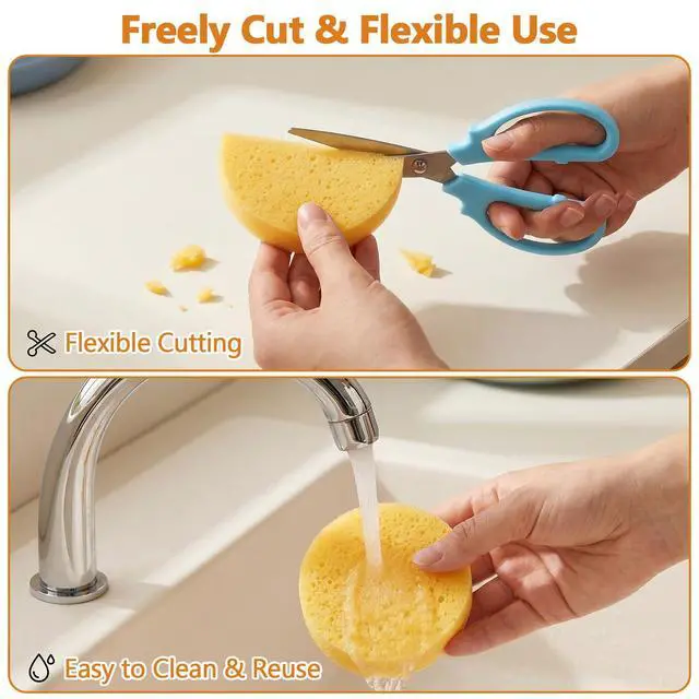 Alt view image 4 of 7 - 12Pcs 2.75 Inch Pottery Sponges, Yellow Round Pottery Sponges, Soft Water-Absorbent Clay Sponge for Painting, Tack Cleaning Sponge for Ceramics, Crafts, Face Painting Leather Care & Household Cleaning
