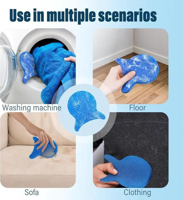 Alt view image 6 of 7 - 6 Pack Reusable Washing Machine Lint Remover Sponge, Lightweight Laundry Pet Hair Catcher Sponge, Easy to Use Lint & Fluff Cleaner for Clothes, Efficient Hair Absorber for All Washer Types