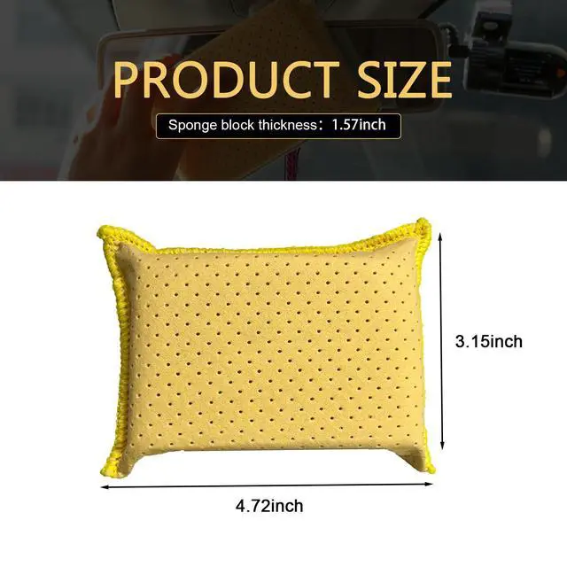 Alt view image 2 of 6 - Windshield Cleaning Sponge Block, Double-Sided Microporous Defogger for Car Window Glass, Washable Super Absorbent Anti-Scratch Suede Sponge, Portable Cleaning Tool for Most Cars (Yellow)