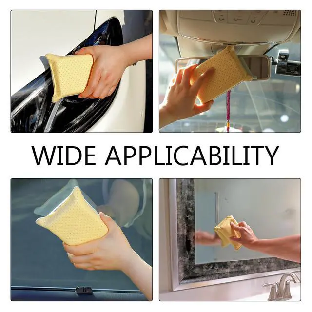 Alt view image 6 of 6 - Windshield Cleaning Sponge Block, Double-Sided Microporous Defogger for Car Window Glass, Washable Super Absorbent Anti-Scratch Suede Sponge, Portable Cleaning Tool for Most Cars (Yellow)