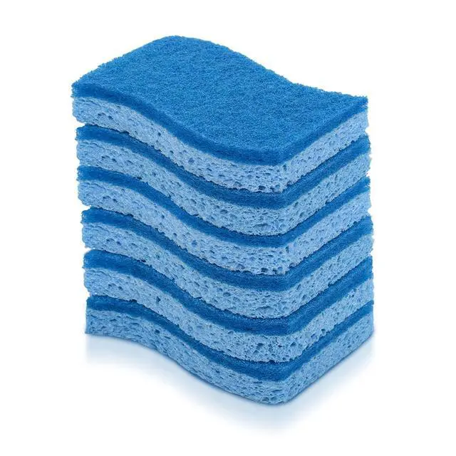 Alt view image 6 of 7 - Non Scratch Scrub Sponges - Double Sided Dish Scrubber Safe for Nonstick Cookware - Kitchen Essentials for Dishwashing and Cleaning, 6 Pack, Blue
