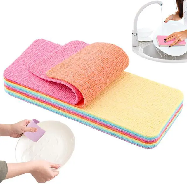 Main image of 12 Layer Super Microfiber Sponge, Rainbow Multi-Layered Tear-Off Rags, Quick Drying Cellulose Sponges for Cleans Kitchen, Bathroom & More, Durable, Reusable