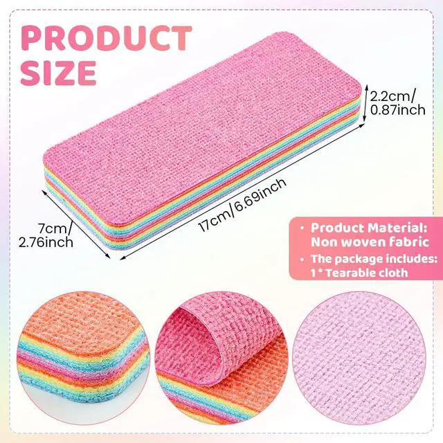 Alt view image 2 of 7 - 12 Layer Super Microfiber Sponge, Rainbow Multi-Layered Tear-Off Rags, Quick Drying Cellulose Sponges for Cleans Kitchen, Bathroom & More, Durable, Reusable