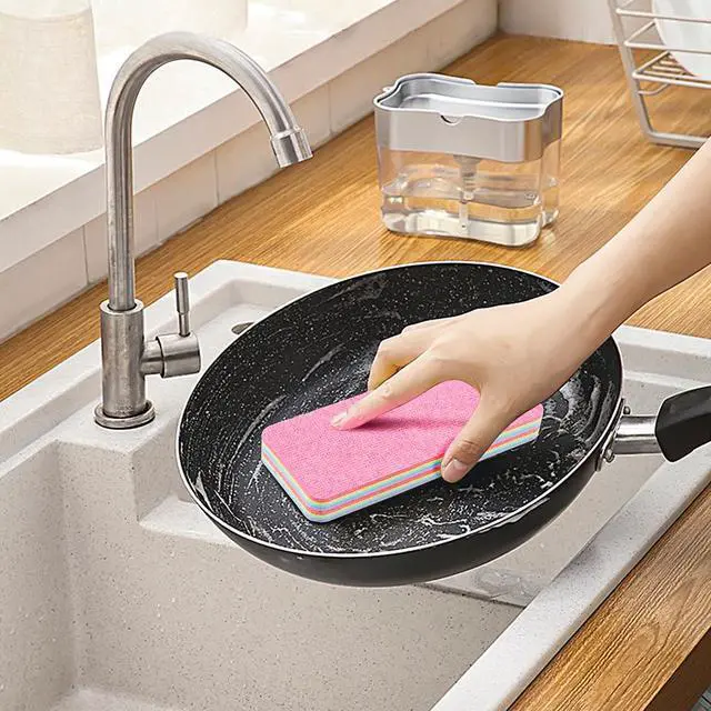 Alt view image 7 of 7 - 12 Layer Super Microfiber Sponge, Rainbow Multi-Layered Tear-Off Rags, Quick Drying Cellulose Sponges for Cleans Kitchen, Bathroom & More, Durable, Reusable