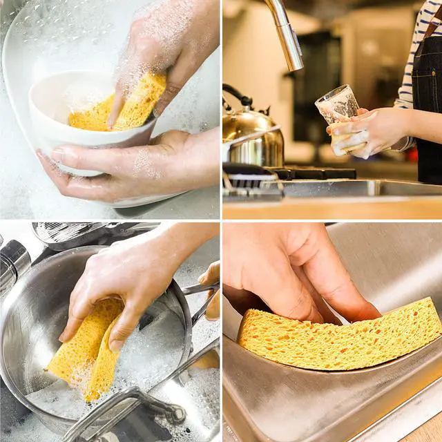 Alt view image 6 of 7 - Cellulose Sponges,Heavy Duty Scrub Kitchen Sponge,Clean Tough Messes Without Scratching Sponges Kitchen(6 Pack, Thick)