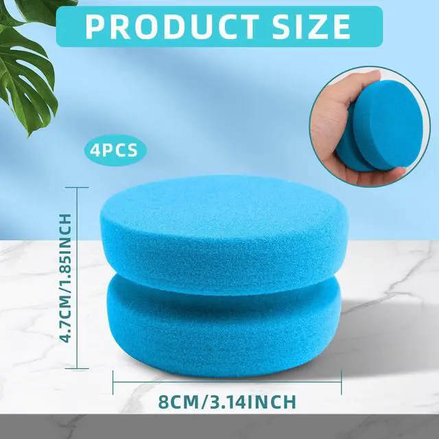 Alt view image 2 of 6 - 4PCS Double-Side Round Paint Sponge Applicators - 3.1 Inch Blue Round Detail Sponges Painting Sponges for Acrylic Oil Watercolor Art & Car Waxing Kitchen Cleaning