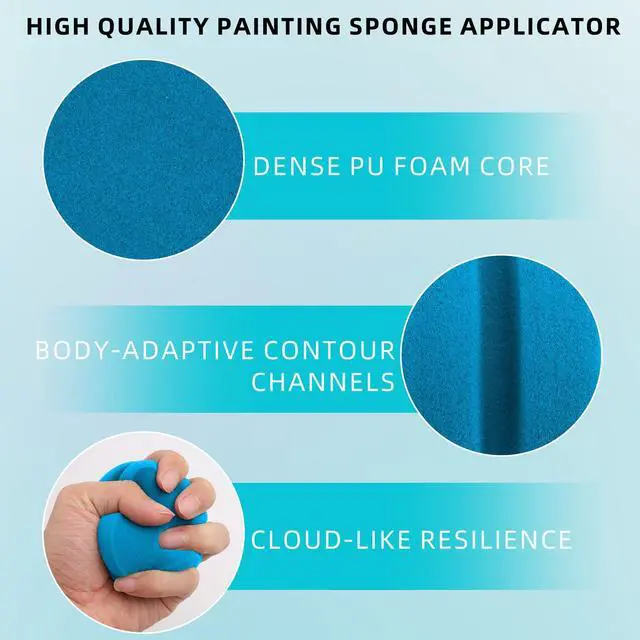 Alt view image 3 of 6 - 4PCS Double-Side Round Paint Sponge Applicators - 3.1 Inch Blue Round Detail Sponges Painting Sponges for Acrylic Oil Watercolor Art & Car Waxing Kitchen Cleaning